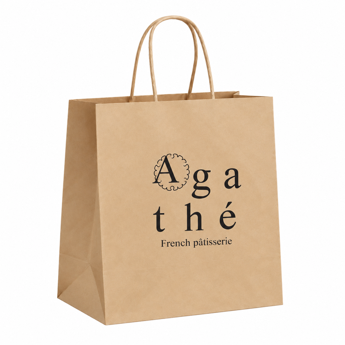 AGATHE CUSTOM PRINT - Brown Kraft Bag with Twisted Paper Handle (320x350x230)