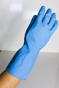 Silver-Lined Rubber Washing Gloves – Blue Medium
