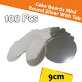 Silver Round Cake Boards with Tab – 90mm